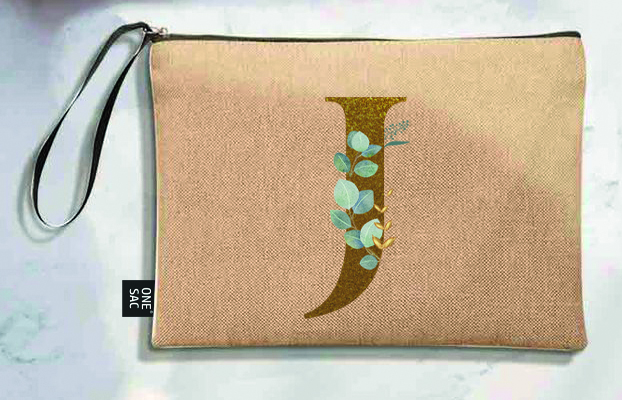 Bolso de mano letra j una pieza (diseño variado) (25×18×1 )